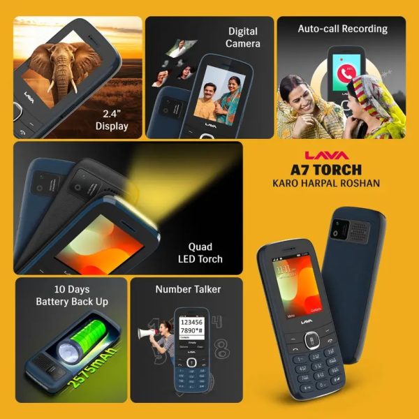 LAVA A7 Torch+ Dual Sim Keypad Phone| 2574 mAh Battery| Expandable Upto 32 GB - Image 2