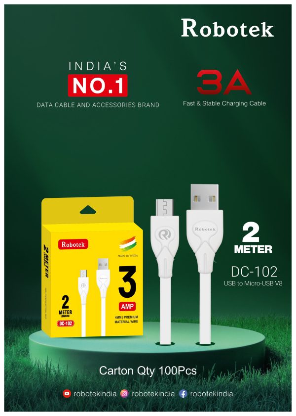 Robotek Micro USB Cable 2 m DC 102 V8
