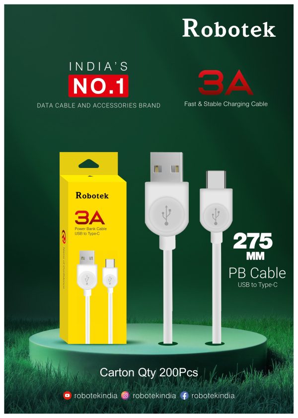 Robotek 3A Powerbank TYPE-C Cable